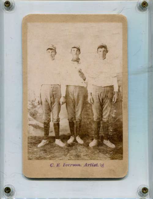 Three Base Ball Players in Studio One Holding a Ball Douglass Co. MN Studio